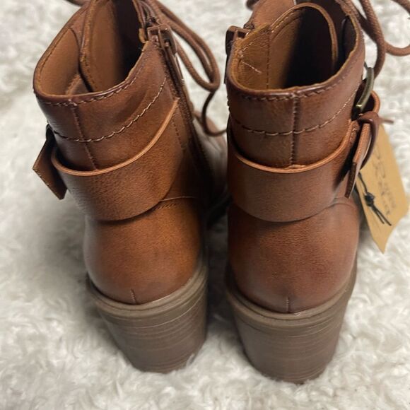 New Frye and Co. synthetic Brown lace Boots with side zipper SZ6.5M - Picture 5 of 11